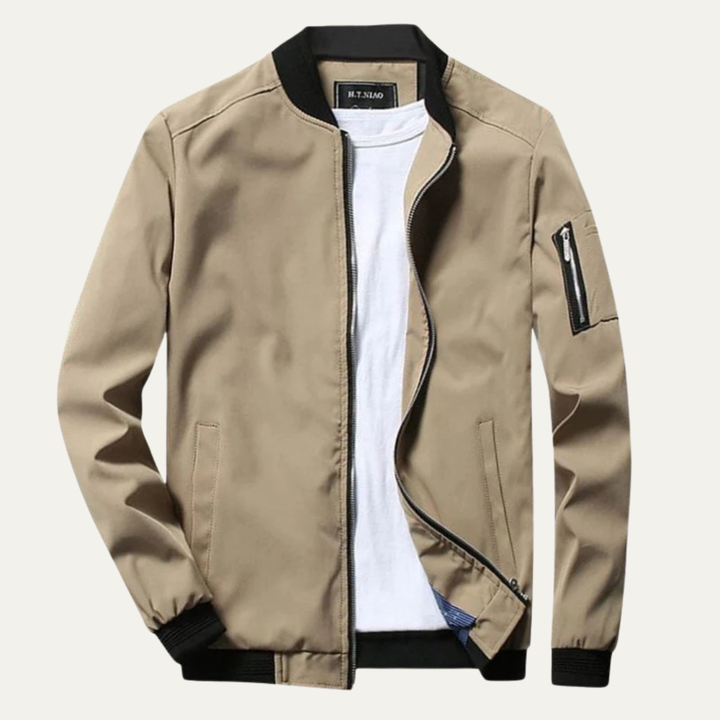 Mens Bomber Jacket Zip Front Practical Pocket