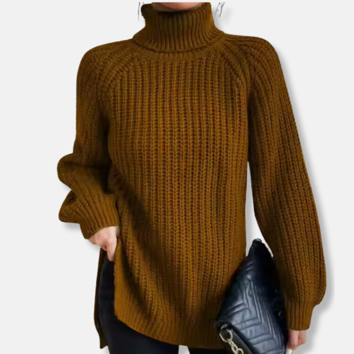 Womens Wool Knit Pullover Sweater Chunky Turtleneck Oversized Fit