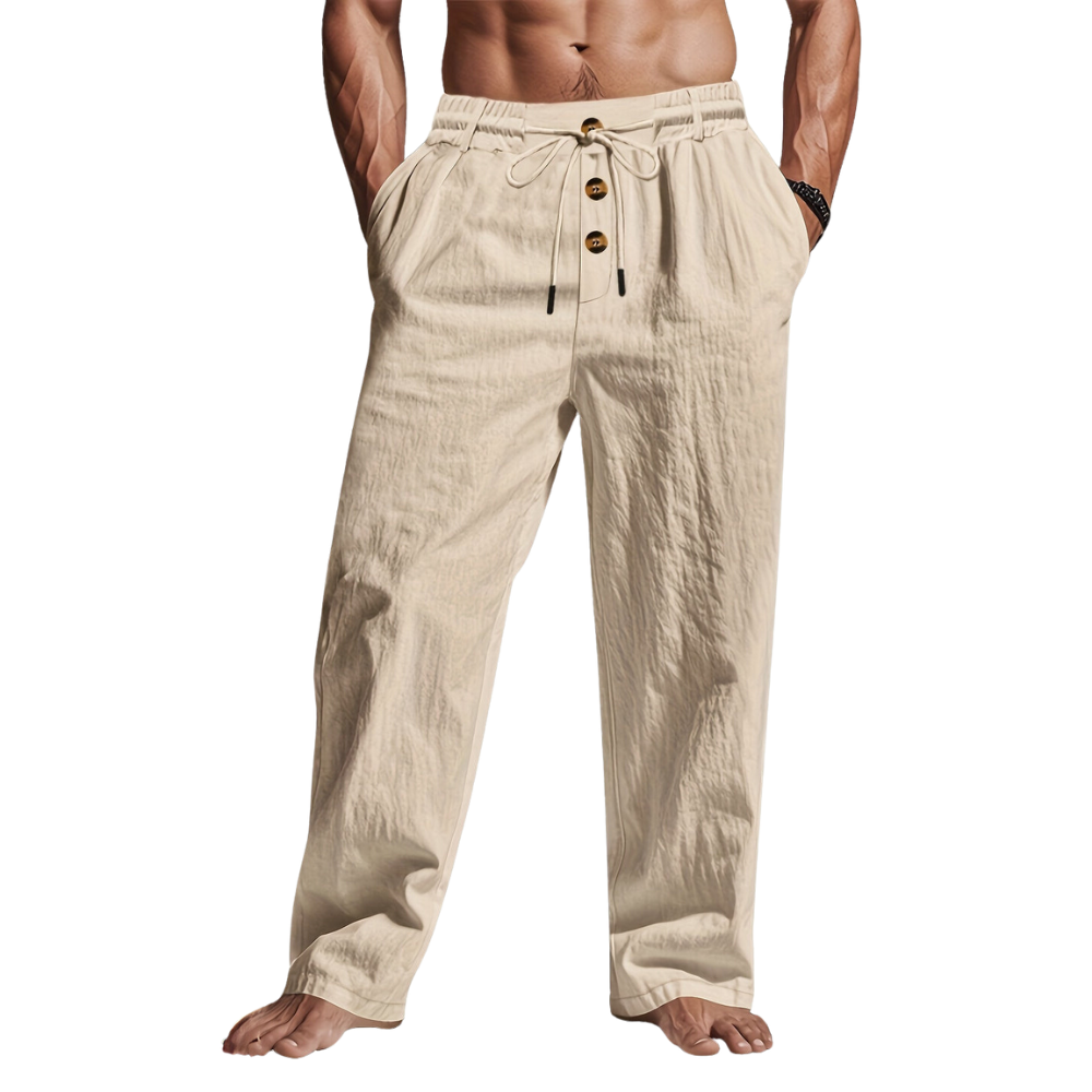 Mens Relaxed Fit Pants with Elastic Waistband