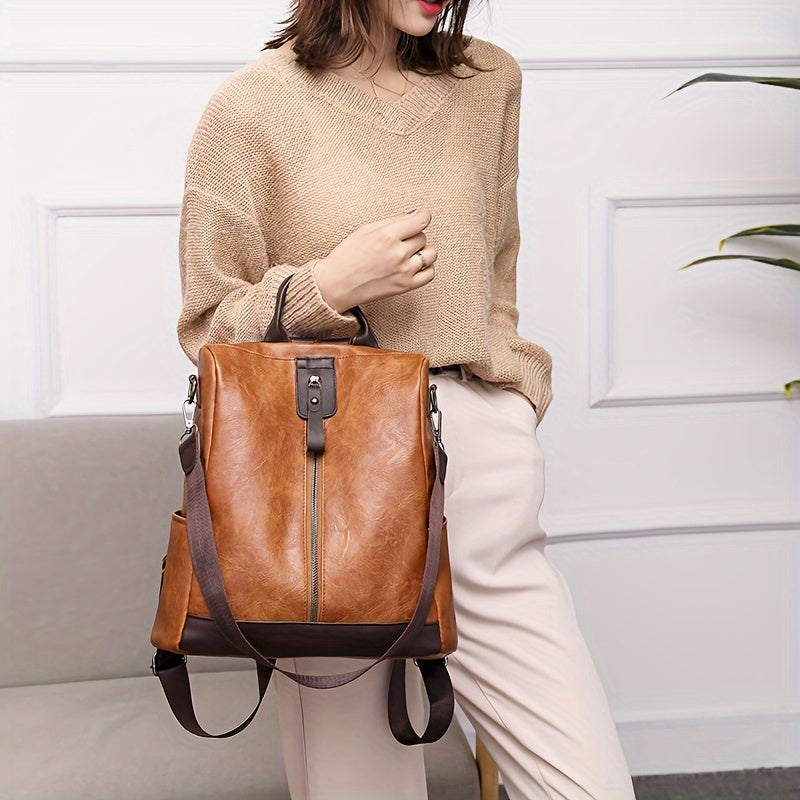 Womens Backpack Vegan PU Leather Secure Design