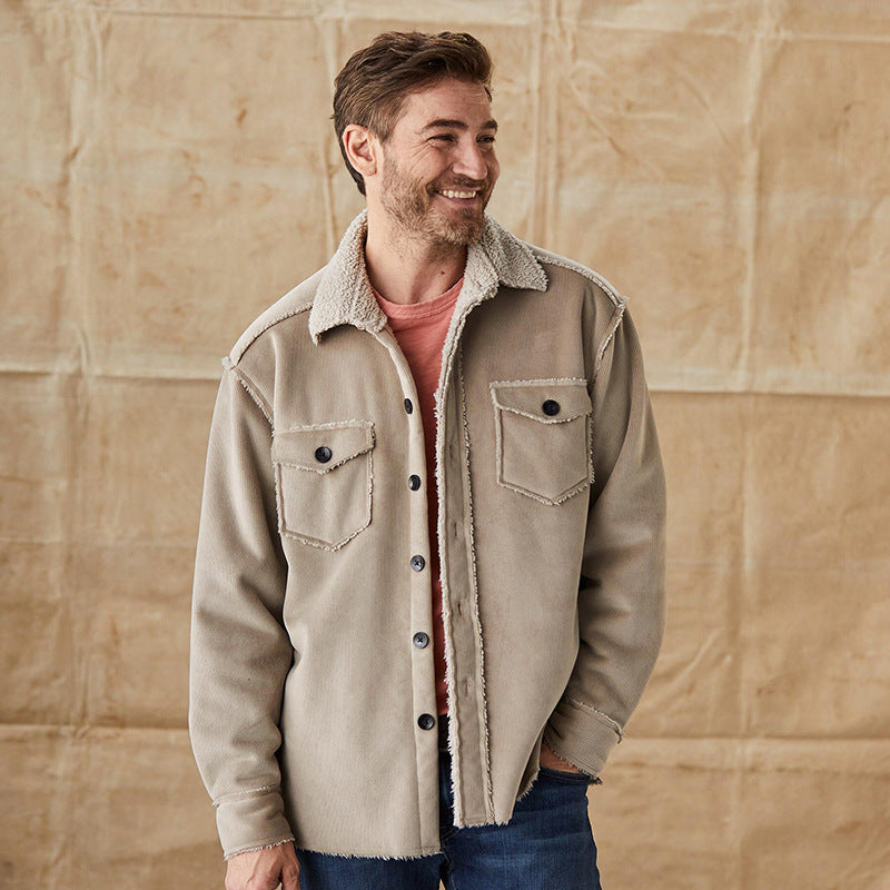 Mens Corduroy Button-Down Jacket Classic Fit - BritishMode