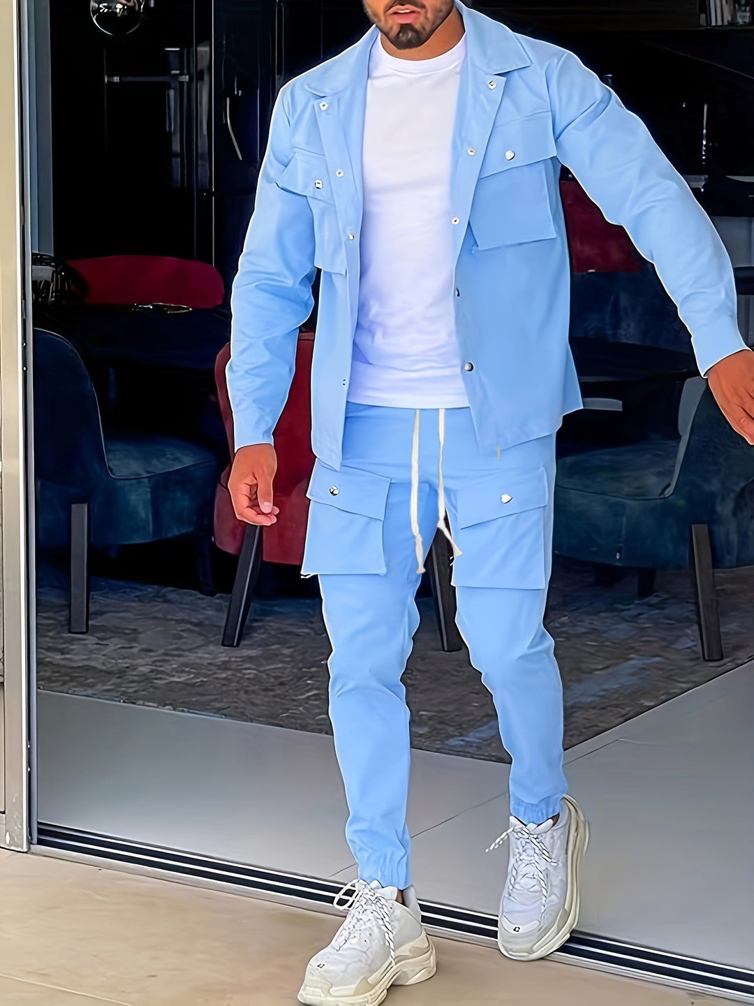 Mens Cotton Zip-Up Tracksuit with Pockets Comfortable Fit