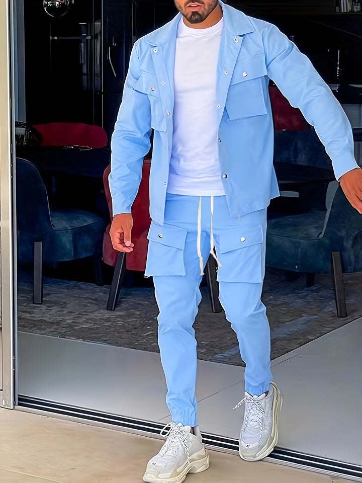 Mens Cotton Zip-Up Tracksuit with Pockets Comfortable Fit