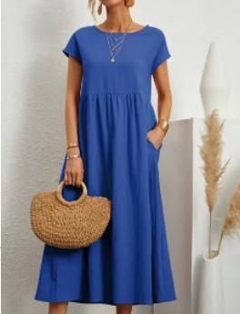 Womens Casual Midi Dress Comfortable Knee Length
