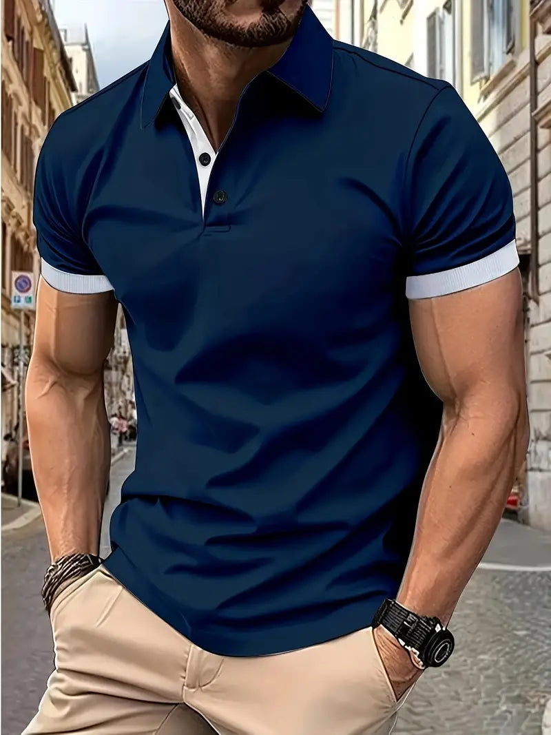 Mens Casual Shirt Colorblock Pattern Regular Fit - BritishMode