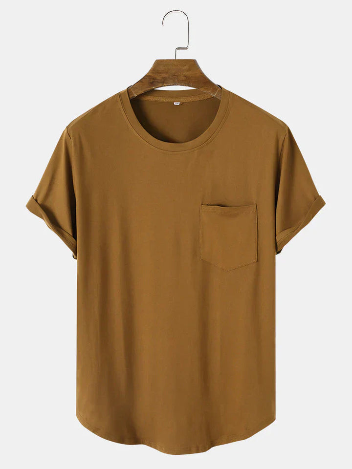 Mens T-Shirt Cotton Pocket Casual Fit