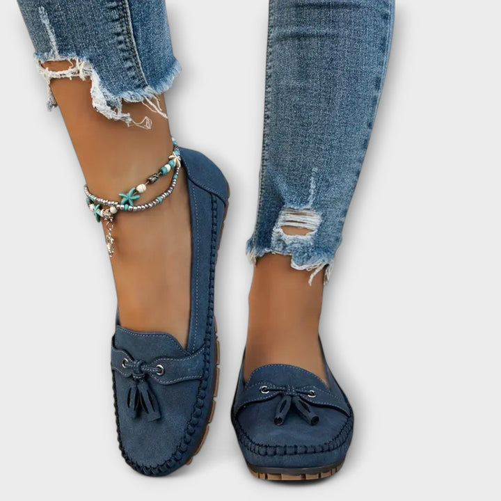 Womens Suede Loafer Flats Slip-On Tassel