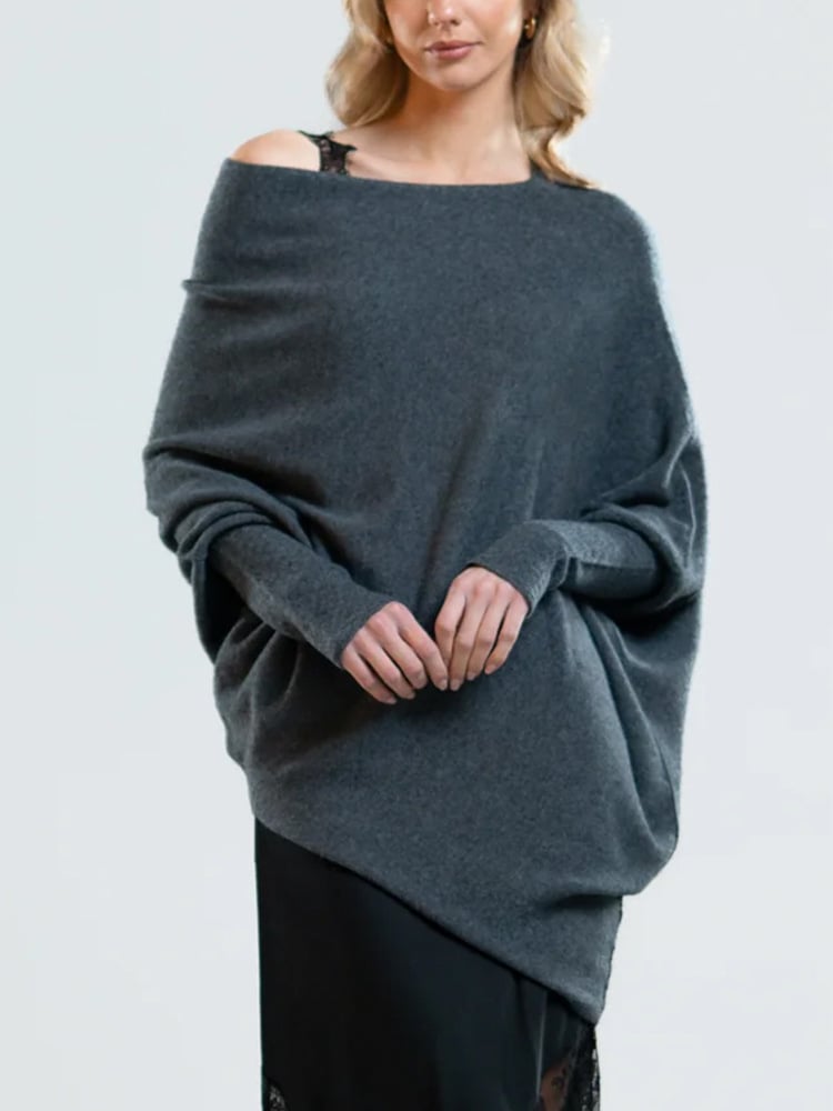 Womens Asymmetrical Sweater Cashmere Blend Comfortable Fit