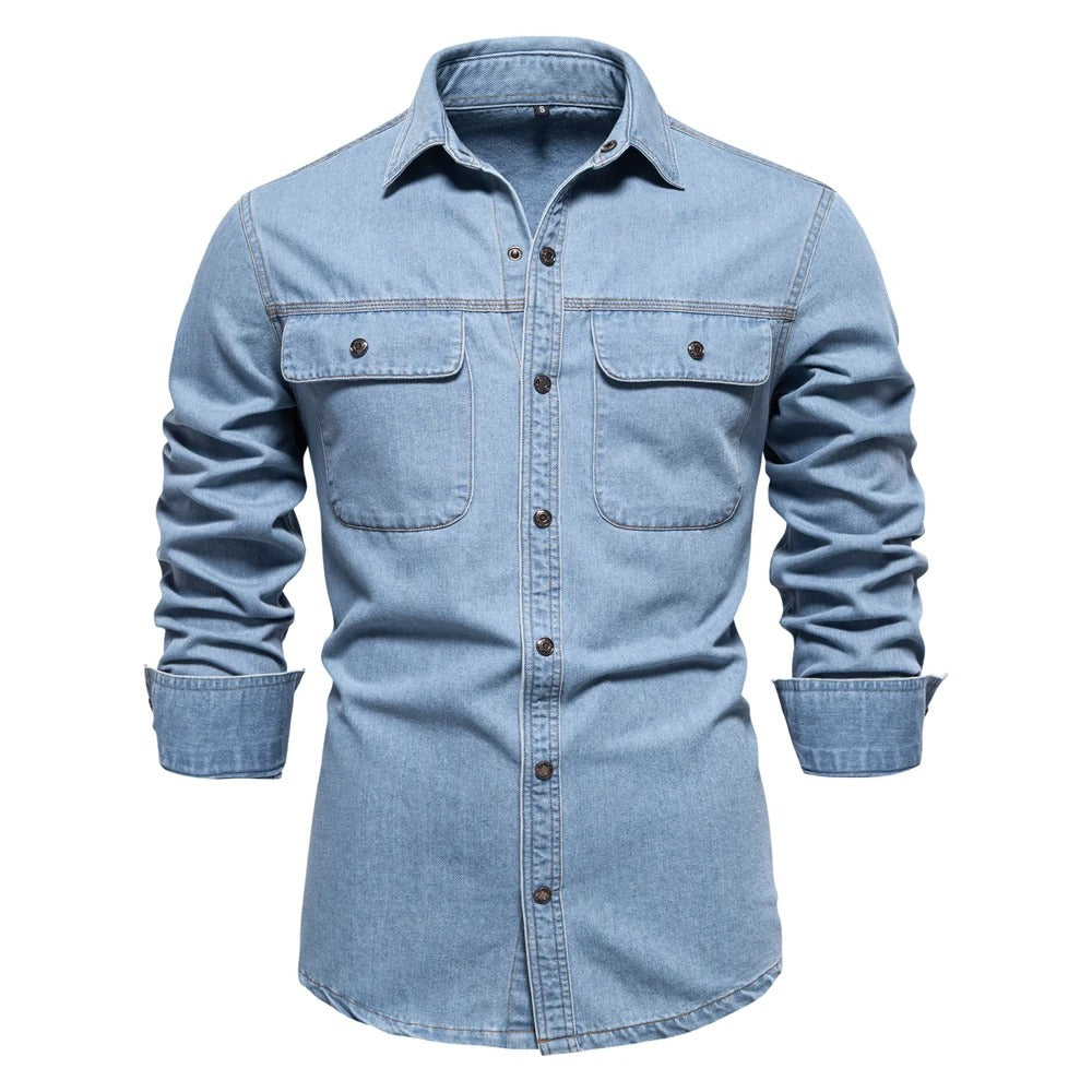 Mens Cotton Jeans Shirt Classic Fit