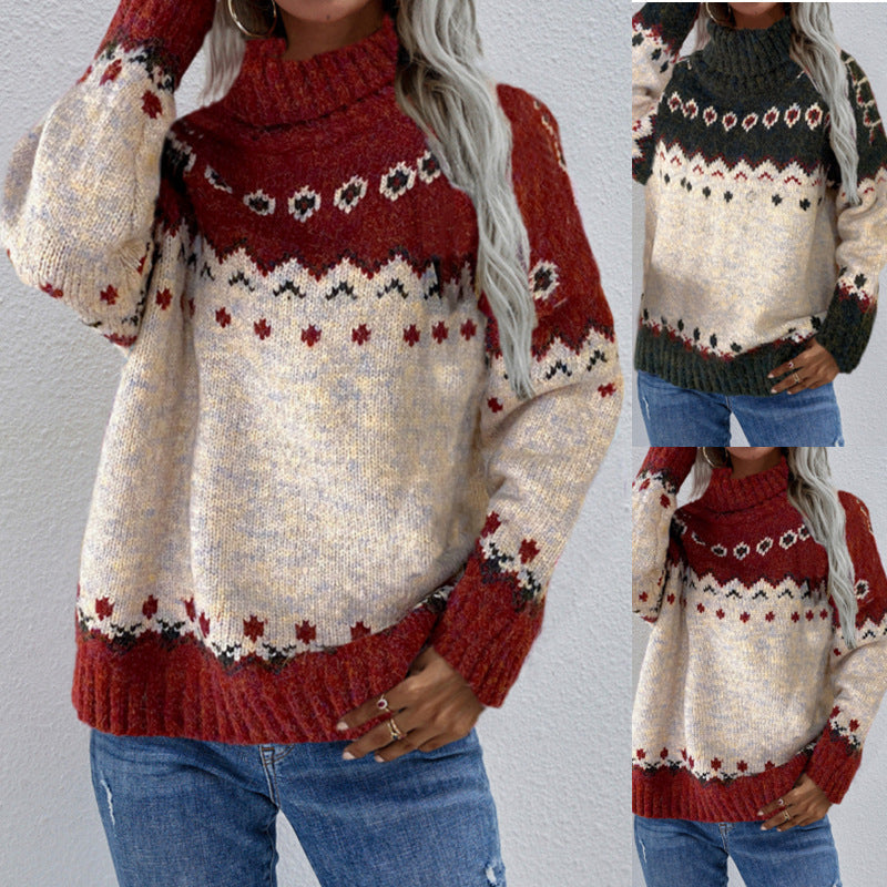 Womens Knit Sweater Cozy Nordic Style - BritishMode