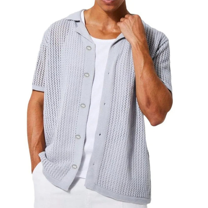 Womens Crochet Blouse Button Front Airy Fit