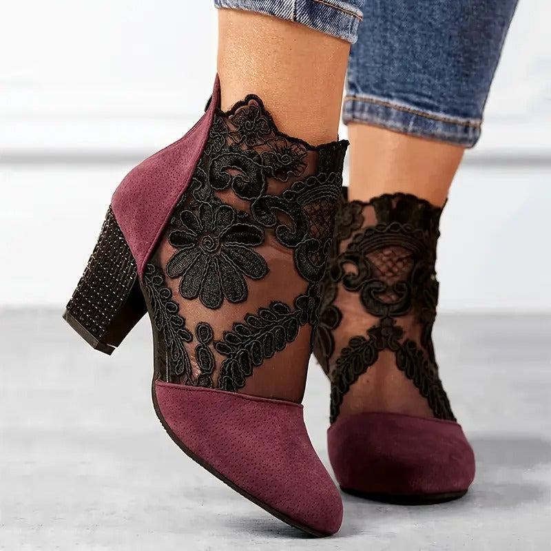 Womens Orthopedic Heels Floral Pattern Graceful Design - BritishMode