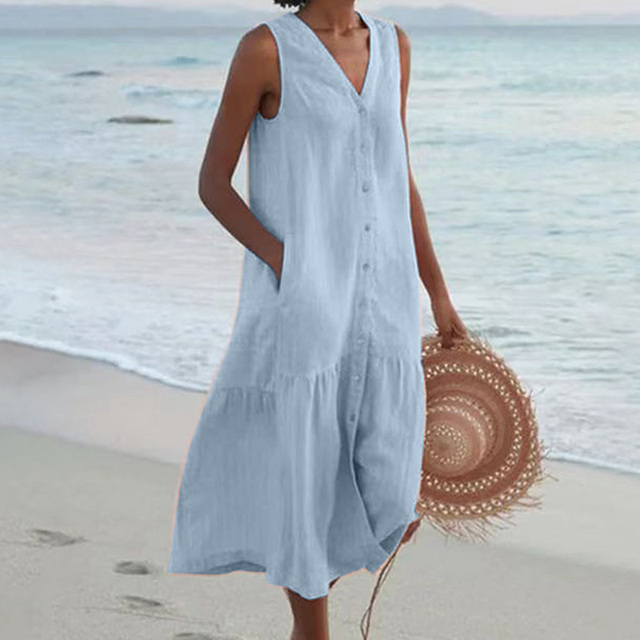 Womens Sundress Button Down Casual Classic Fit