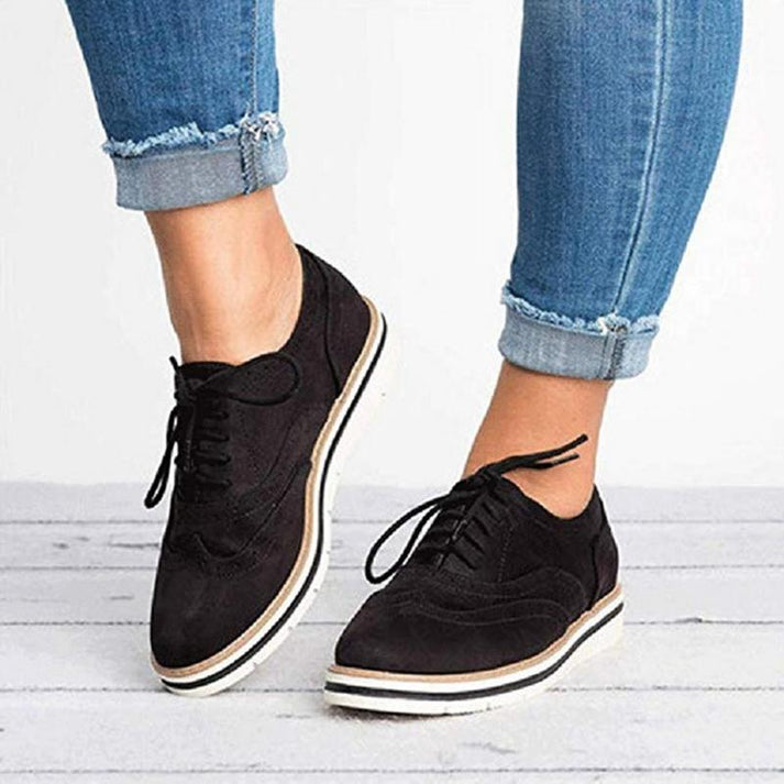 Womens Lace-Up Leather Shoes Stylish Fit