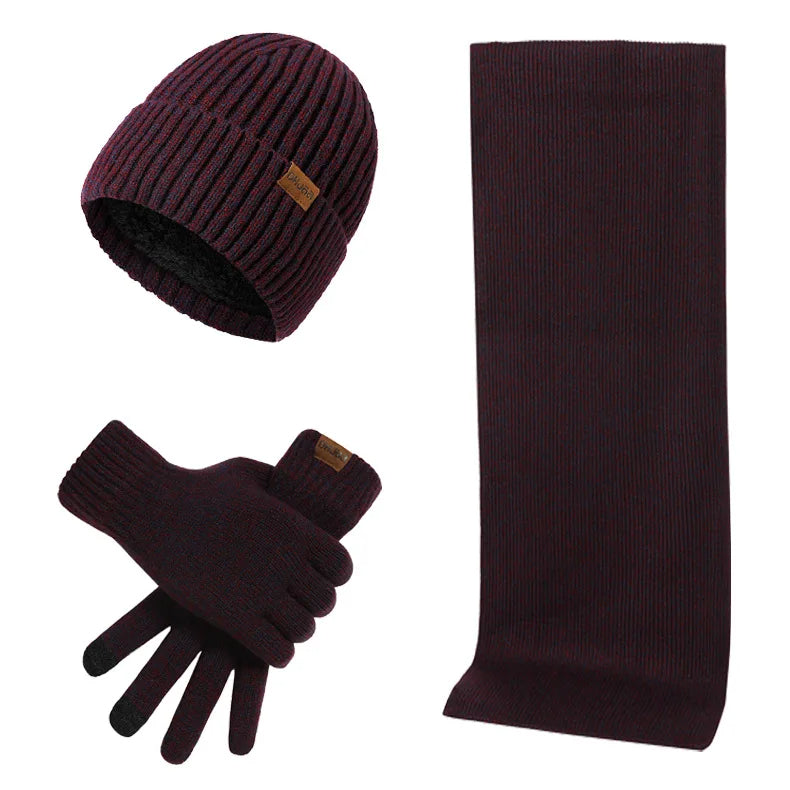 Mens Winter Accessory Set Hat Scarf Gloves Casual