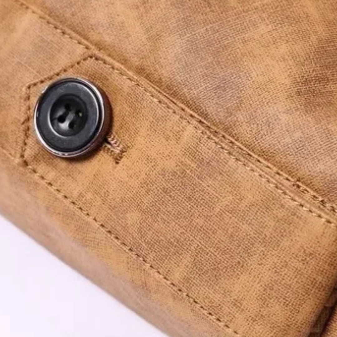 Mens Leather Jacket with Warm Fleece Lining Winter Coat