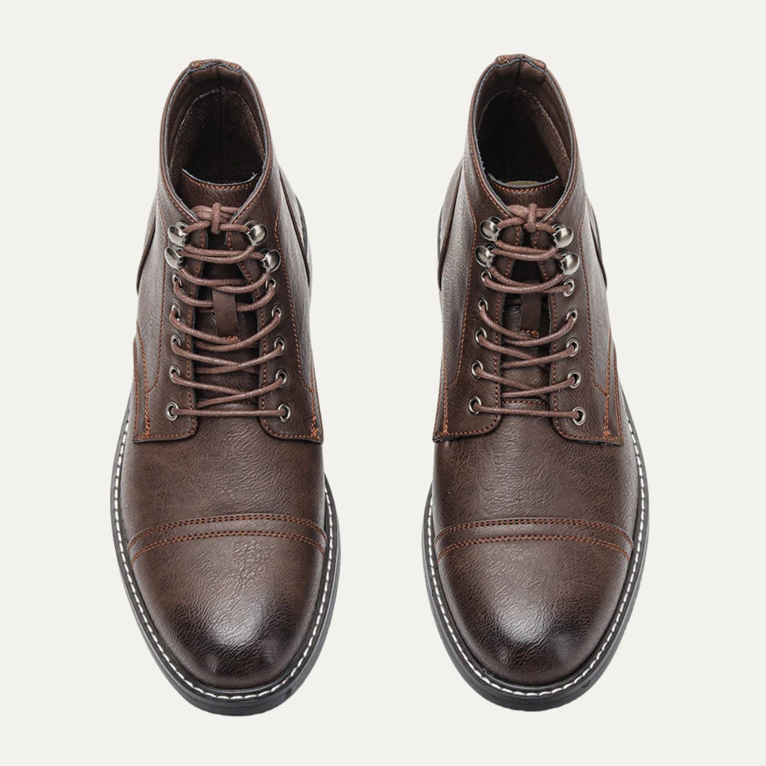 Mens Leather Lace-Up Ankle Boots Durable Design