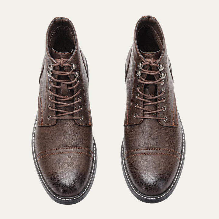 Mens Leather Lace-Up Ankle Boots Durable Design