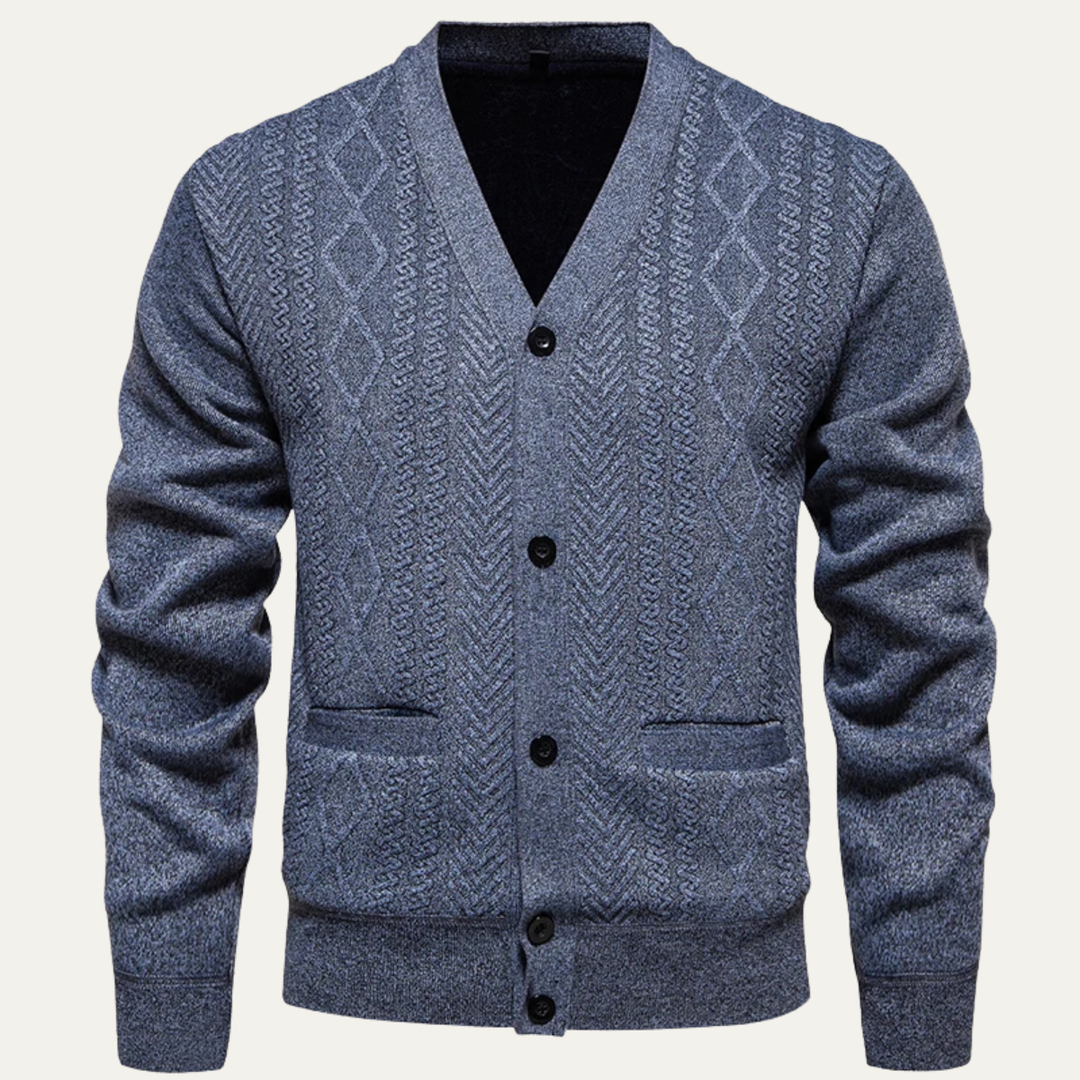 Mens Slim Fit Knitted Cardigan Button-Up V-Neck
