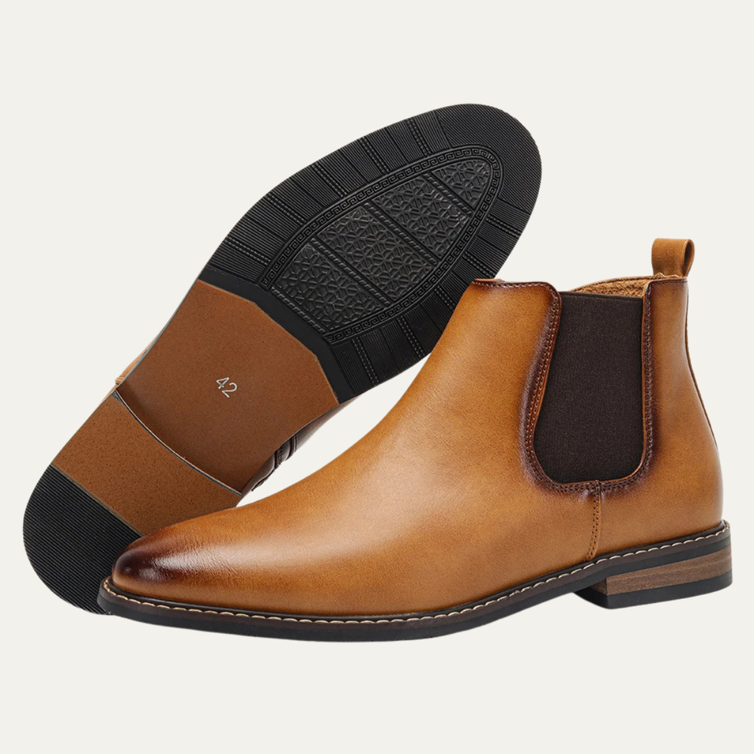 Mens Leather Chelsea Boots Classic Slip-On - BritishMode