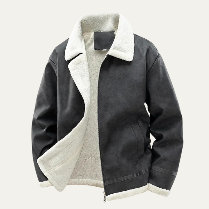 Mens Suede Aviator Jacket with Fleece Lining Winter Fit - BritishMode