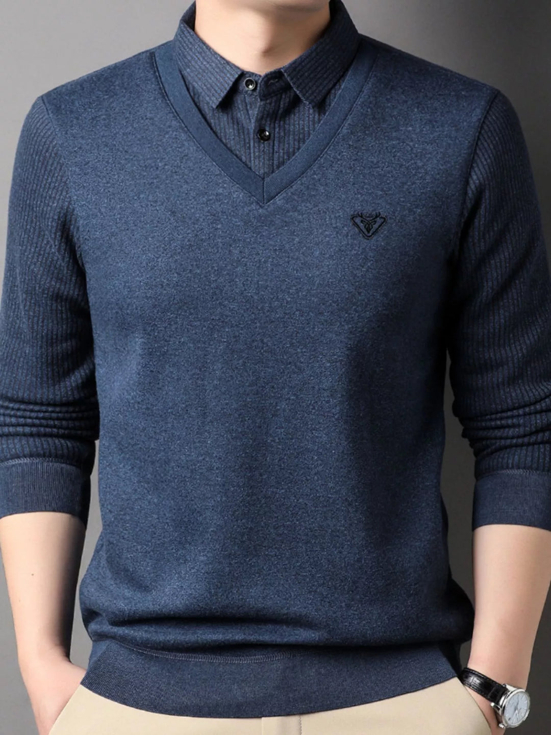 Mens Crew Neck Sweater Soft Knit Relaxed Fit - BritishMode