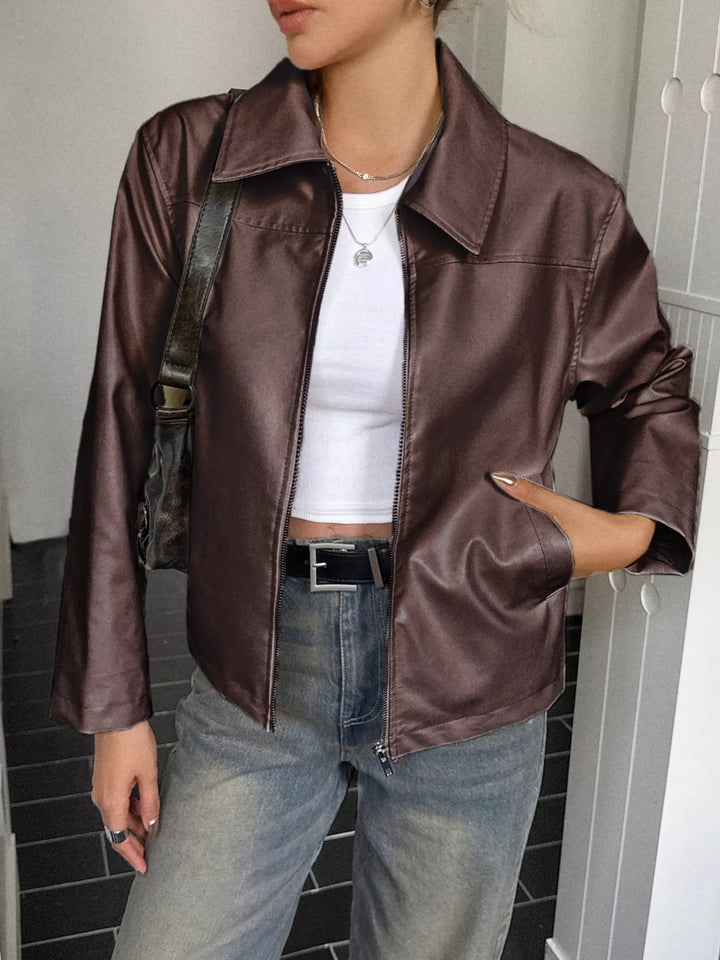 Mens Leather Zip Jacket Genuine Material