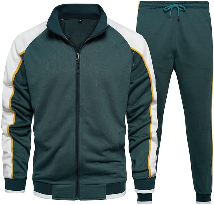 Mens Tracksuit Two-Piece Polyester Striped Fit - BritishMode