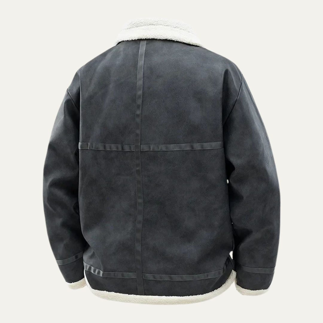 Mens Suede Aviator Jacket with Fleece Lining Winter Fit