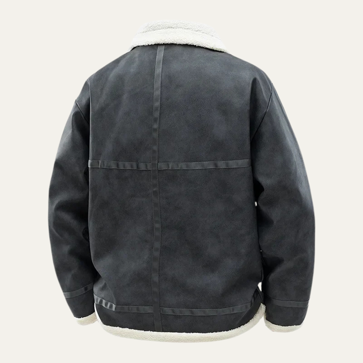 Mens Suede Aviator Jacket with Fleece Lining Winter Fit