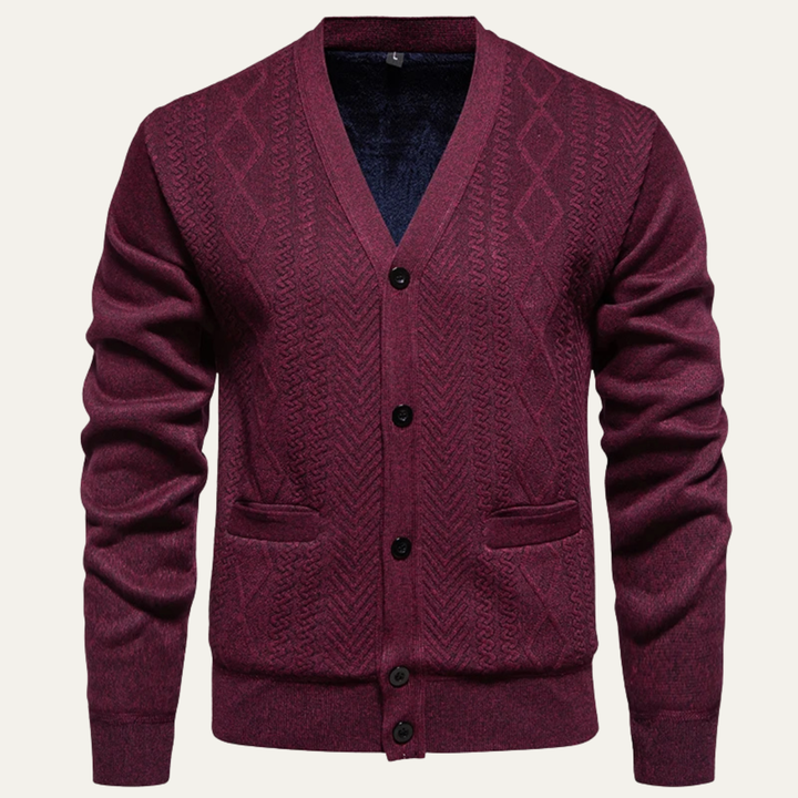 Mens Slim Fit Knitted Cardigan Button-Up V-Neck