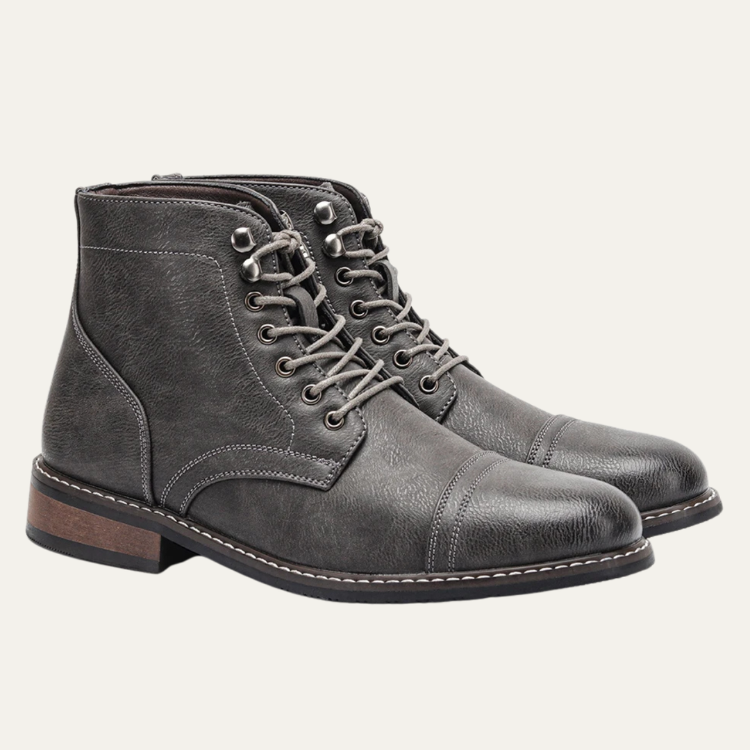 Mens Leather Lace-Up Ankle Boots Durable Design