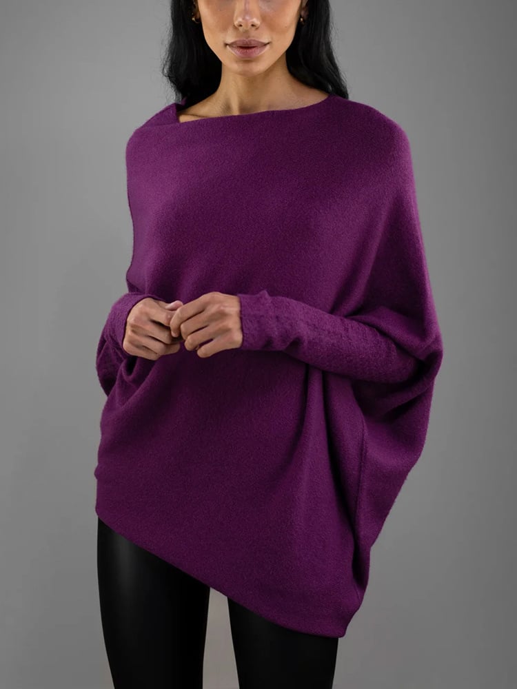 Womens Asymmetrical Sweater Cashmere Blend Comfortable Fit