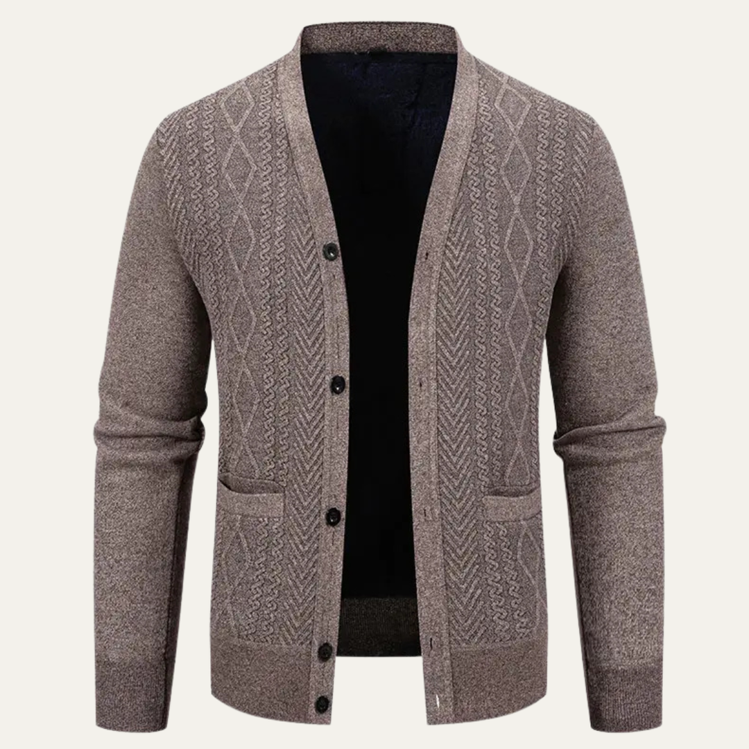 Mens Slim Fit Knitted Cardigan Button-Up V-Neck