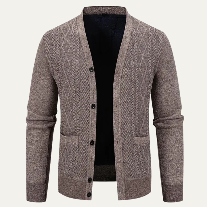 Mens Slim Fit Knitted Cardigan Button-Up V-Neck
