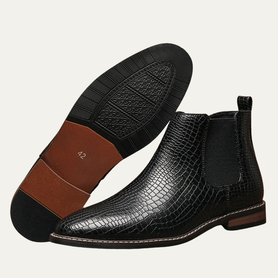 Mens Leather Chelsea Boots Classic Slip-On