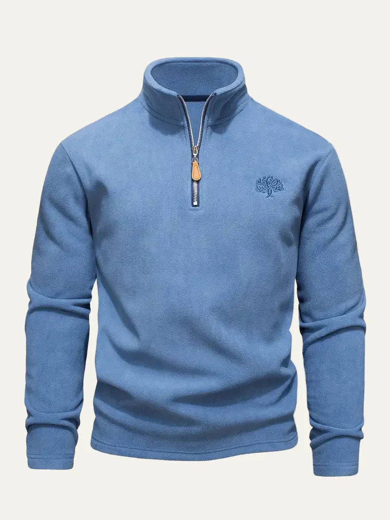 Mens Fleece Pullover Quarter Zip Mock Neck