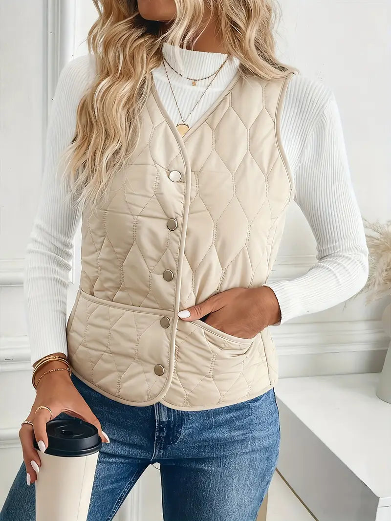 Womens Reversible Quilted Vest Sherpa Lined Lightweight Fit