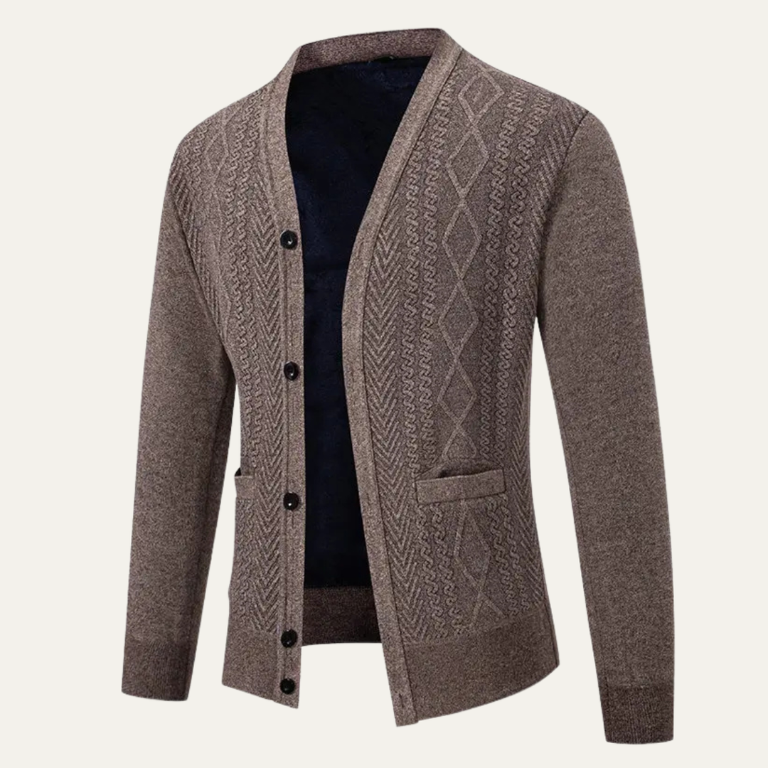 Mens Slim Fit Knitted Cardigan Button-Up V-Neck