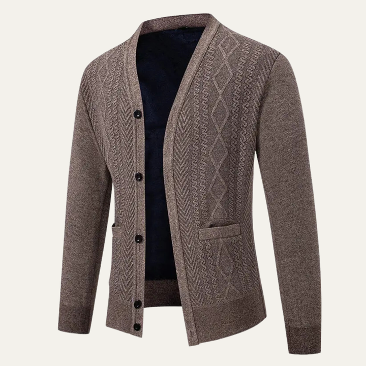 Mens Slim Fit Knitted Cardigan Button-Up V-Neck
