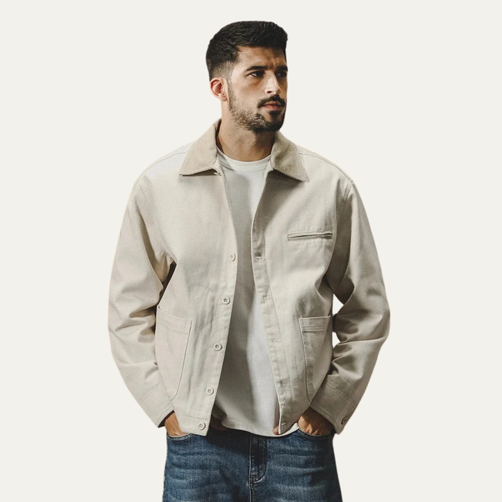 Mens Casual Button-Up Outerwear Jacket Modern Fit
