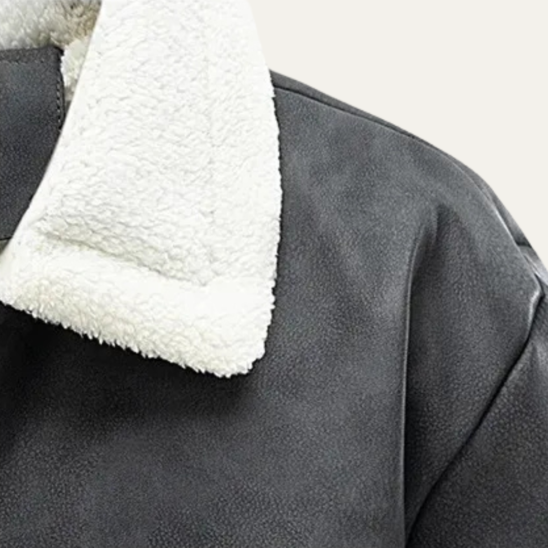 Mens Suede Aviator Jacket with Fleece Lining Winter Fit
