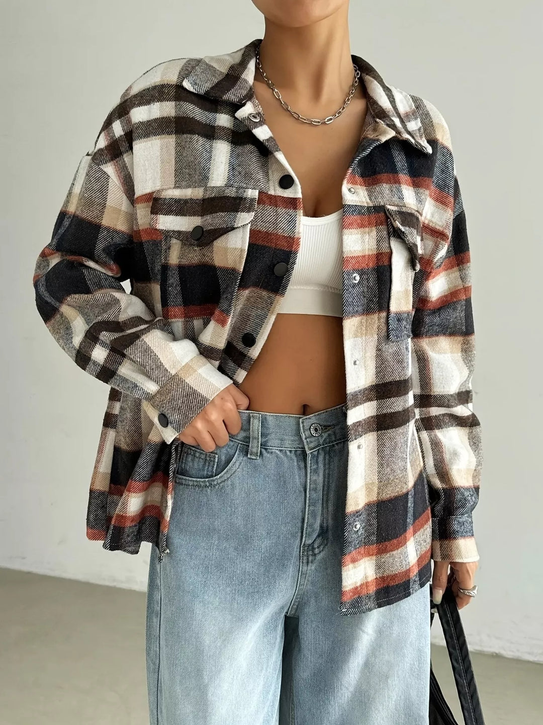 Mens Casual Button-Down Shirt Plaid Pattern - BritishMode