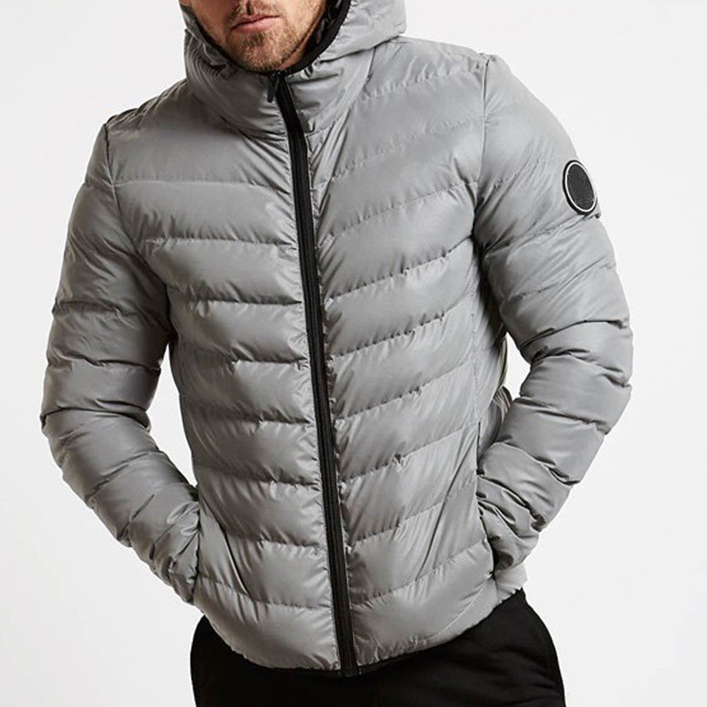 Mens Hooded Puffer Jacket Insulated Warm Fit
