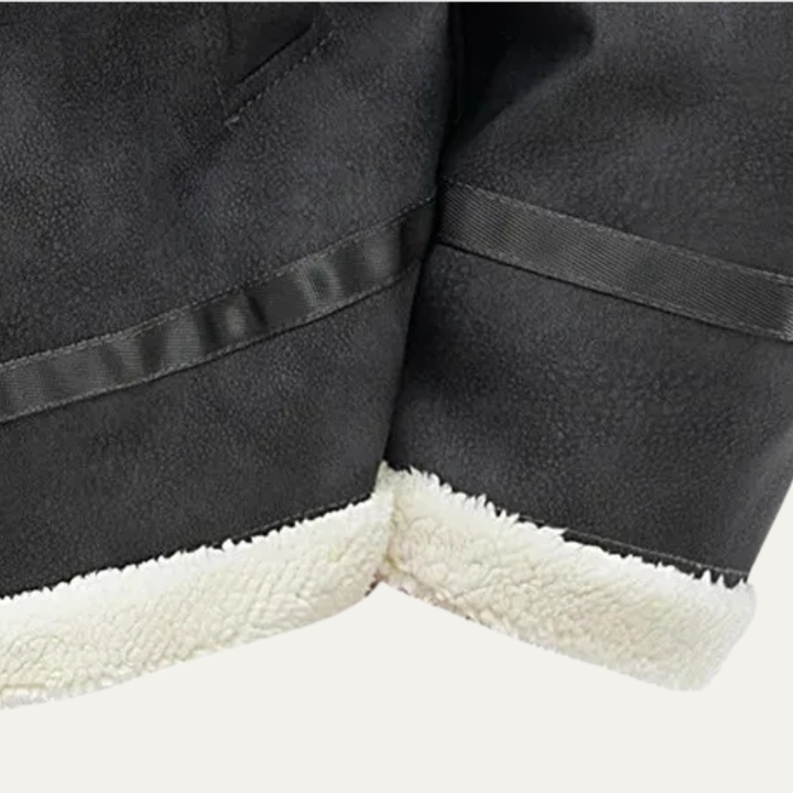 Mens Suede Aviator Jacket with Fleece Lining Winter Fit