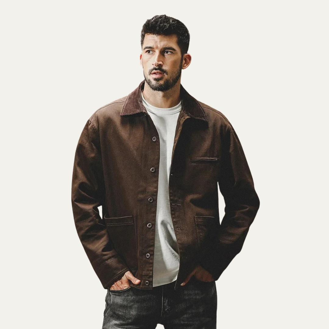 Mens Casual Button-Up Outerwear Jacket Modern Fit