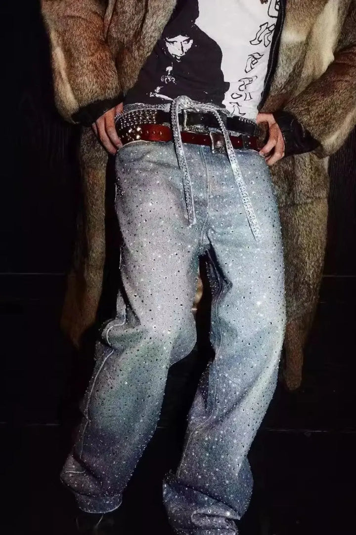 Mens Distressed Denim Jeans with Belt Loop - BritishMode