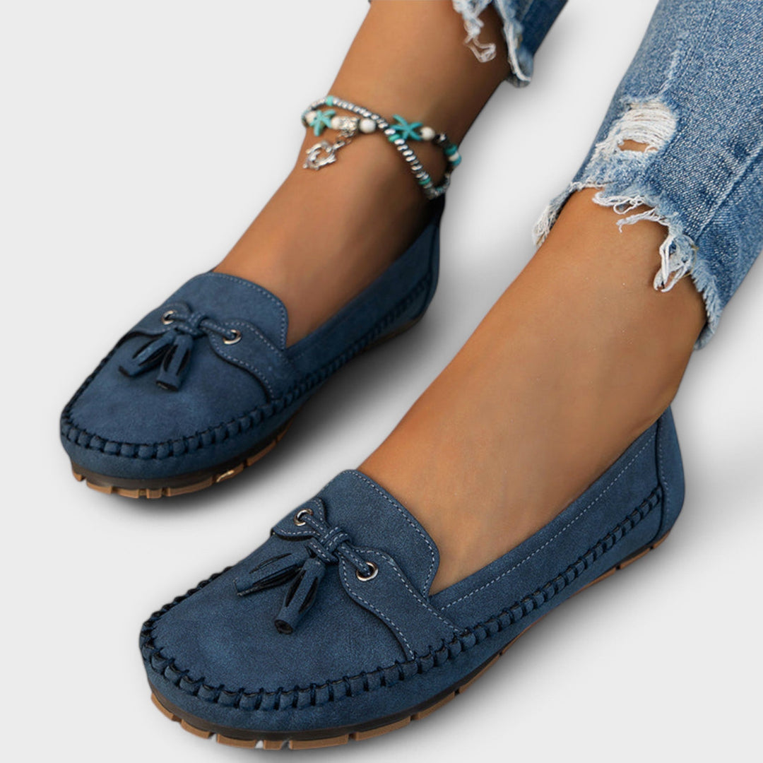 Womens Orthopedic Loafer Shoes Suede Tassel Flat - BritishMode