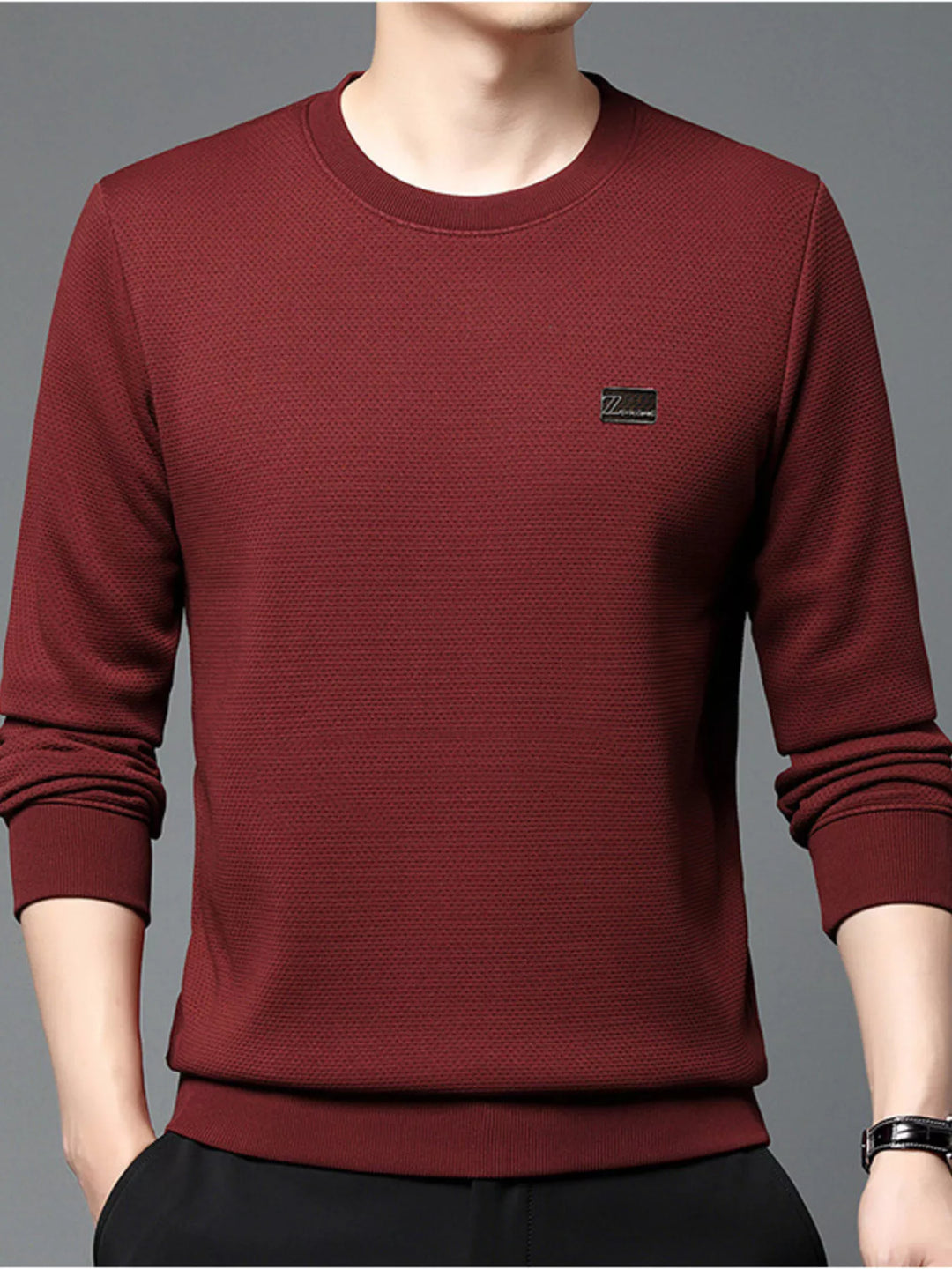 Mens Long Sleeve T-Shirt Cotton Relaxed Fit - BritishMode