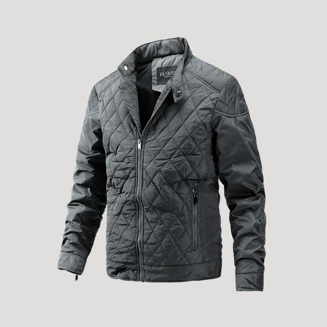 Womens Quilted Biker Jacket Waterproof Diamond Stitching - BritishMode